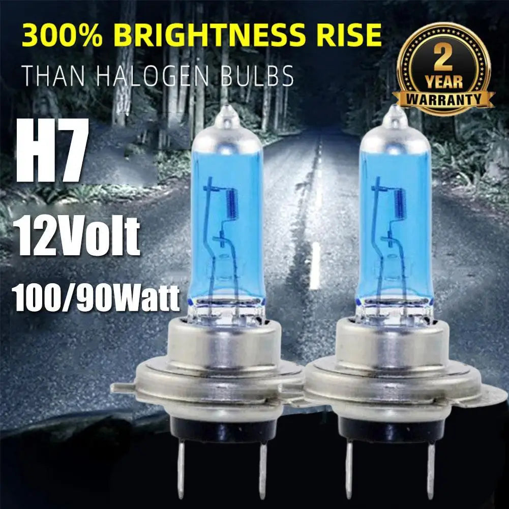 2pcs 6000k Super Bright White H7 Halogen Bulb 12V Car HeadLight Bulb h7 55w 100w Halogen Lamp Car HeadLight Replacement Bulb HIP