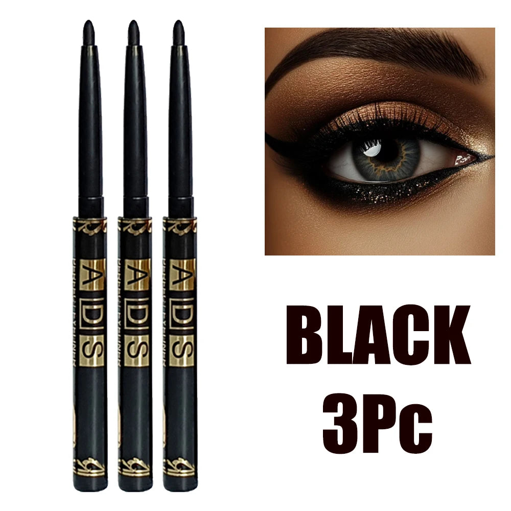 2Pcs Waterproof Black Brown Eyeliner Pencils-Smudge-Proof, Long-Lasting &Beginner-Friendly Smooth High Pigmented Punk Eye Makeup HIP 3Pc Black