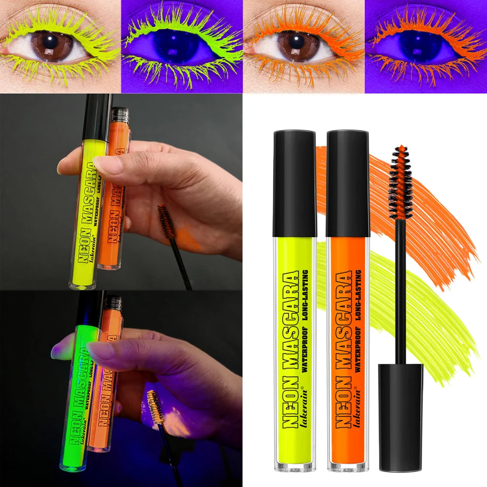 Color Mascara Thick Curl Waterproof Natural Eyelash Long Lasting Blue White Green Pink Luminousk Eye Makeup Korean Cosmetics HIP