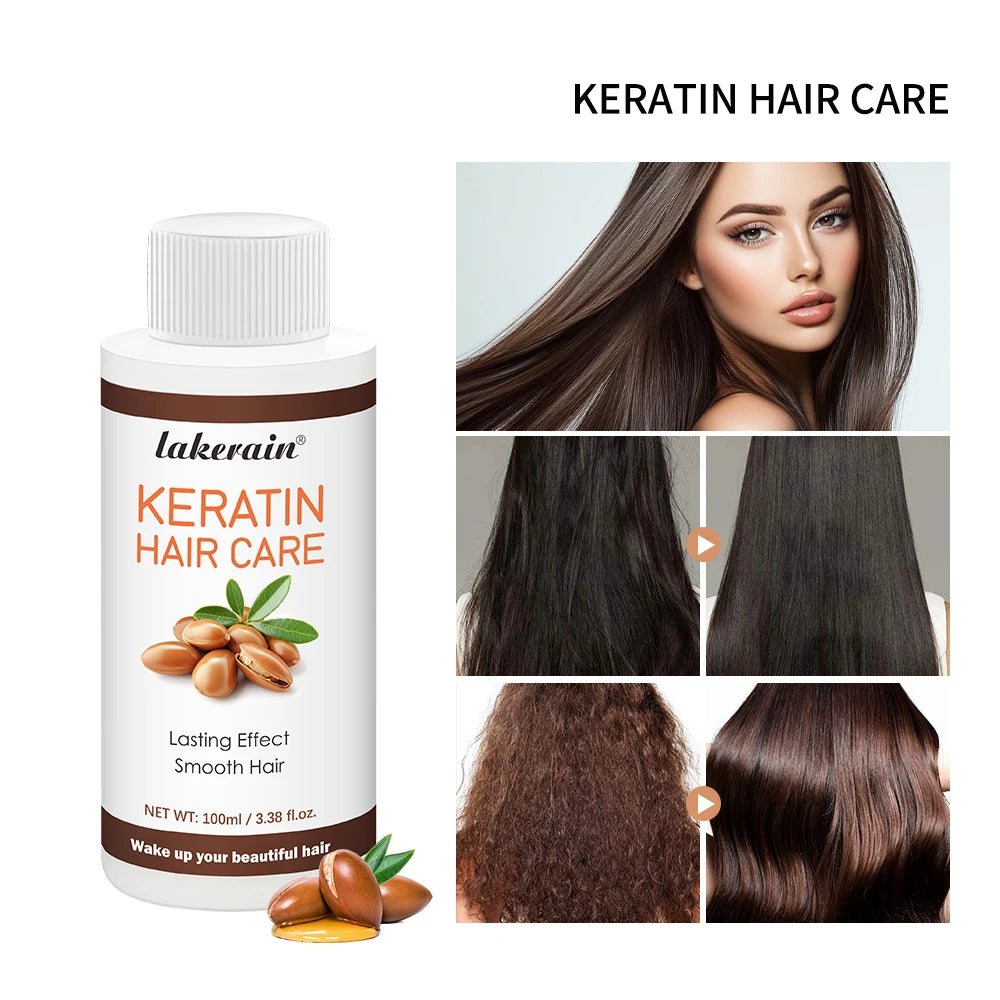 Keratin Hair Care Brazilian Straight Hair Long-Lasting Results Treatment Shiny Hair Keratin Repair 100Ml Anti-Frizz Straighter HIP Smoothing & Straightening