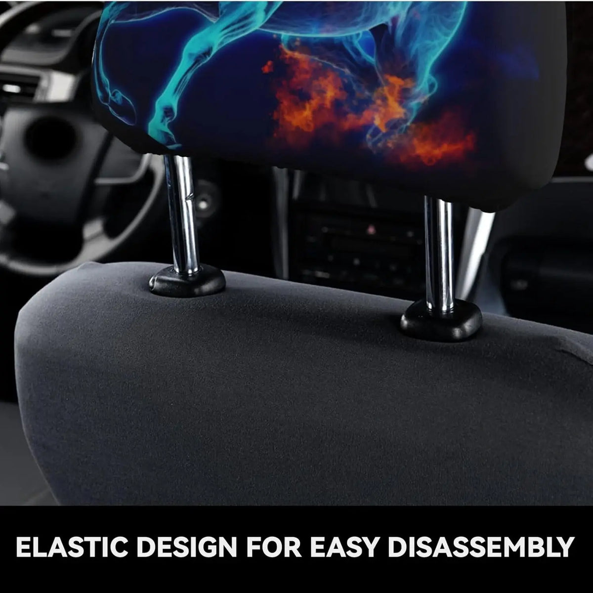 2 Pack Blue Horse Car Headrest Covers – Universal Fit Car Headrest Cover HIP