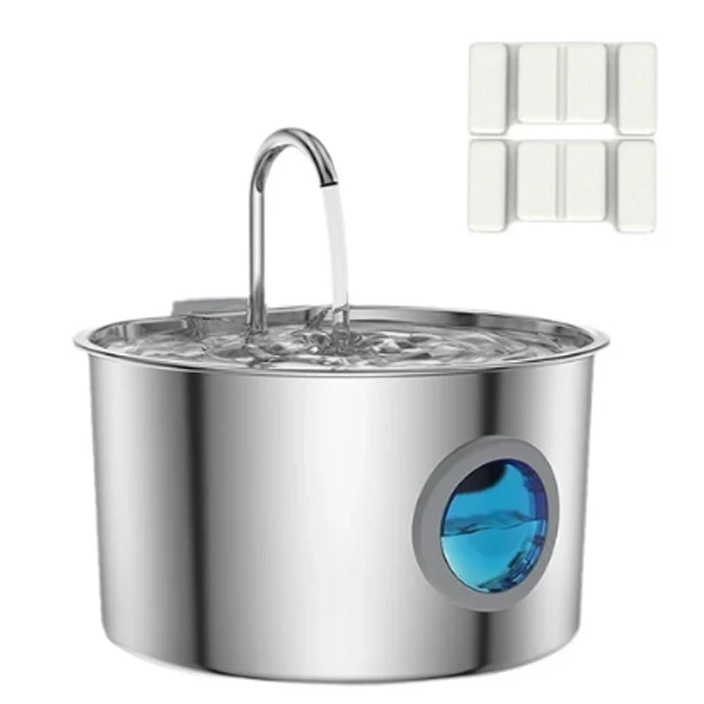 3.2L Stainless Steel Pet Water Dispenser USB Plug in Power Supply Silent Filter Cat and Dog Water Dispenser HIP