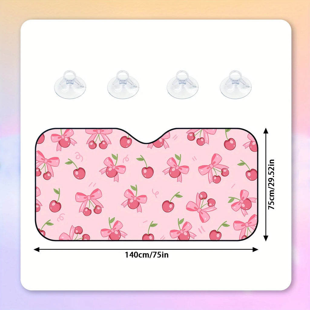 Pink Cherry Foldable Car Sunshade – Universal UV Protection Car Sunshade HIP