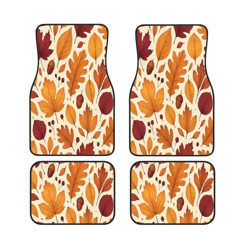 4-Piece Autumn Leaves Car Floor Mats – Anti-Slip & Washable Car Floor Mats HIP black