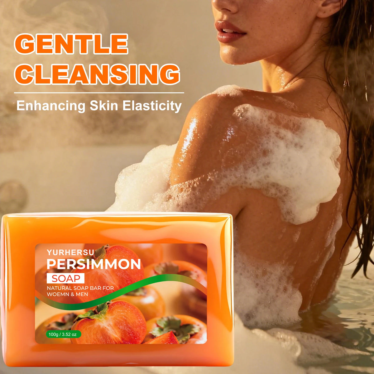 Handmade Persimmon Extract Soap – Brightening Hydrating Bar Handmade Soap Bar HIP