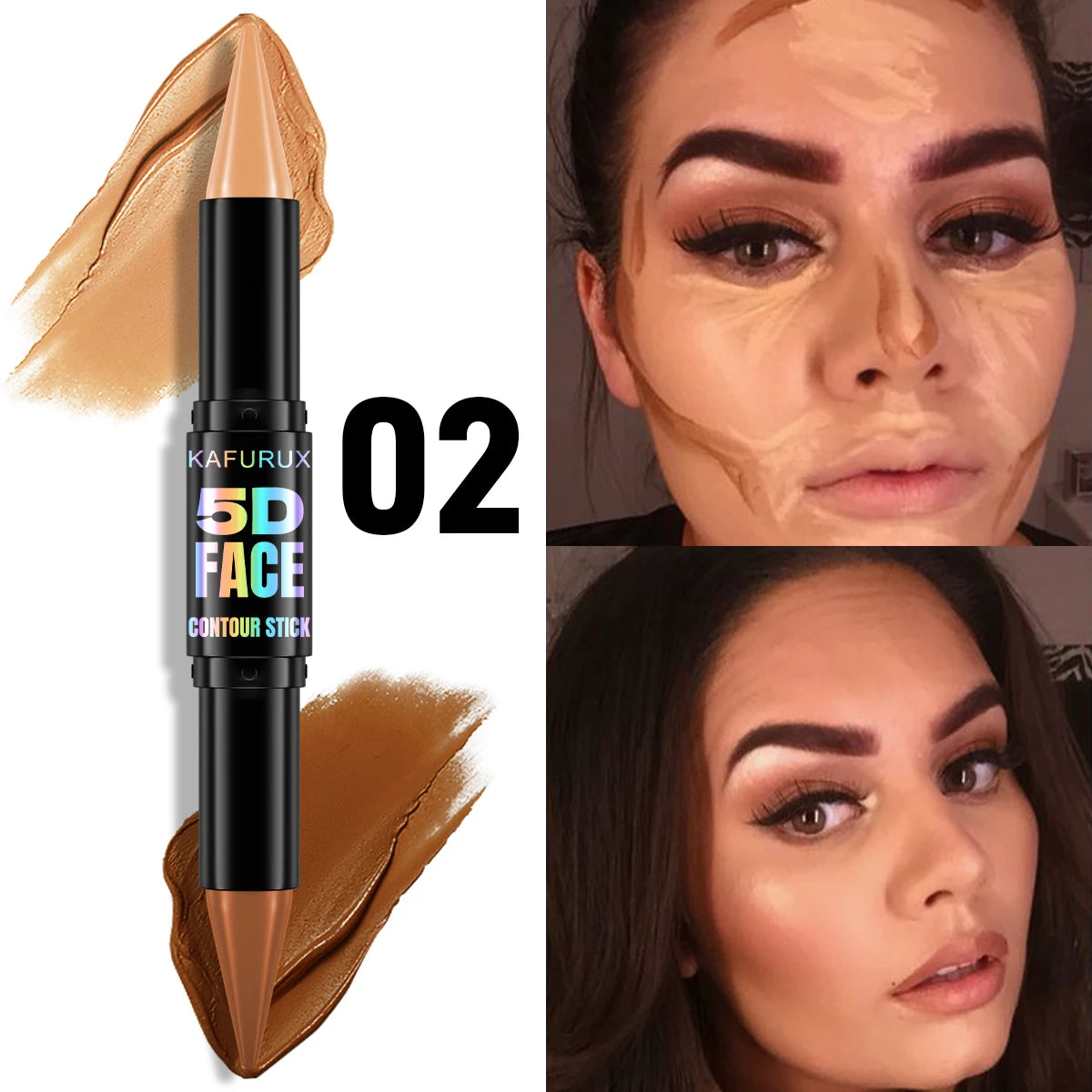 KAFURUX Double-Ended Contour Stick – Highlight & Shadow Duo Contour Highlight Stick HIP 02