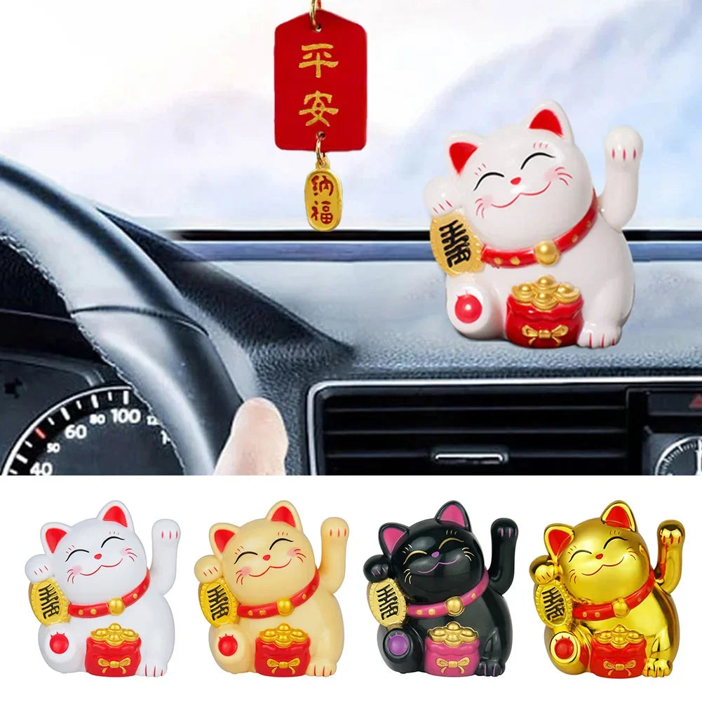 Solar Powered Maneki Neko Lucky Cat Welcoming Chinese Lucky Cat Waving Hand Beckoning Fortune Cat Figurines For Home Decoration HIP