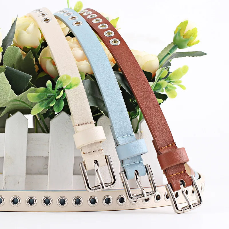 Women's Punk Grommet Faux Leather Belt – Metal Buckle Women's Fashion Belt HIP