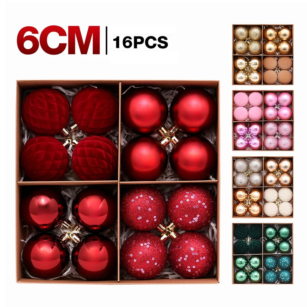 Creative Shatter Resistant 6cm Pink Christmas Tree Ornaments Balls 4 Variants Xmas Ball Decoration 16pcs Christmas Plastic Balls HIP