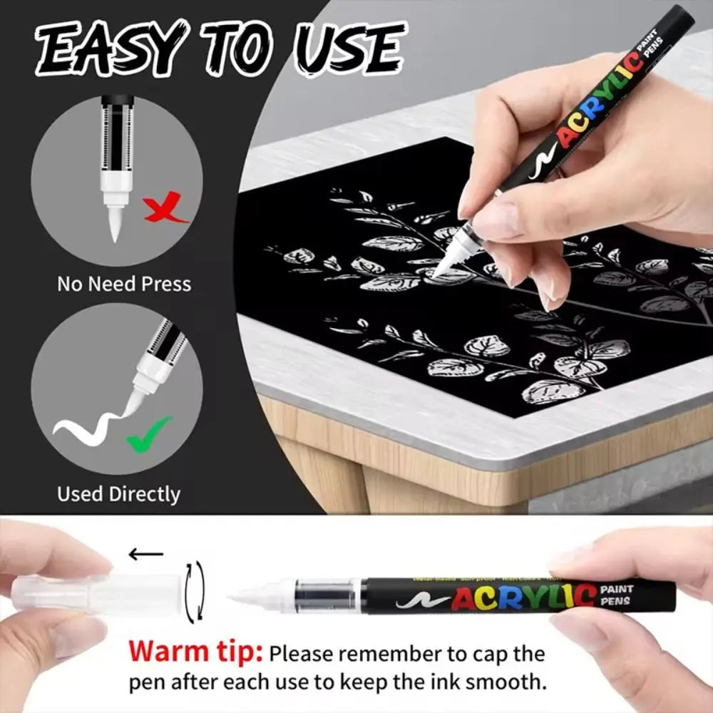 8-Piece Black & White Acrylic Paint Markers – Waterproof Acrylic Paint Markers HIP