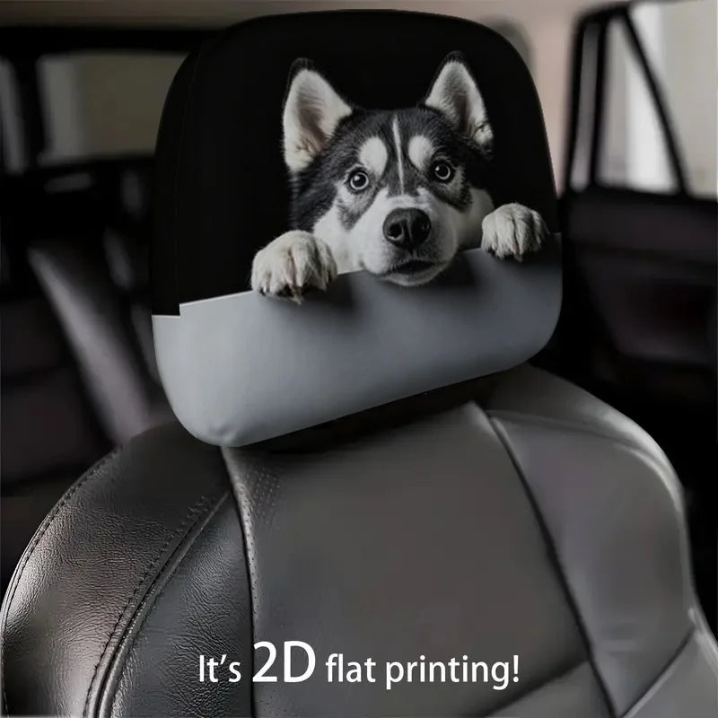 2-Pack Husky Dog Print Car Headrest Covers – SUV & Truck Car Headrest Cover HIP