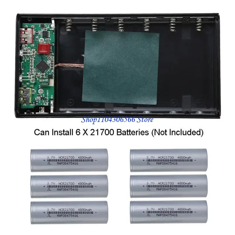 6x21700 Battery Case QC3.0 Fast Charge & LCD Display Battery Storage Case HIP