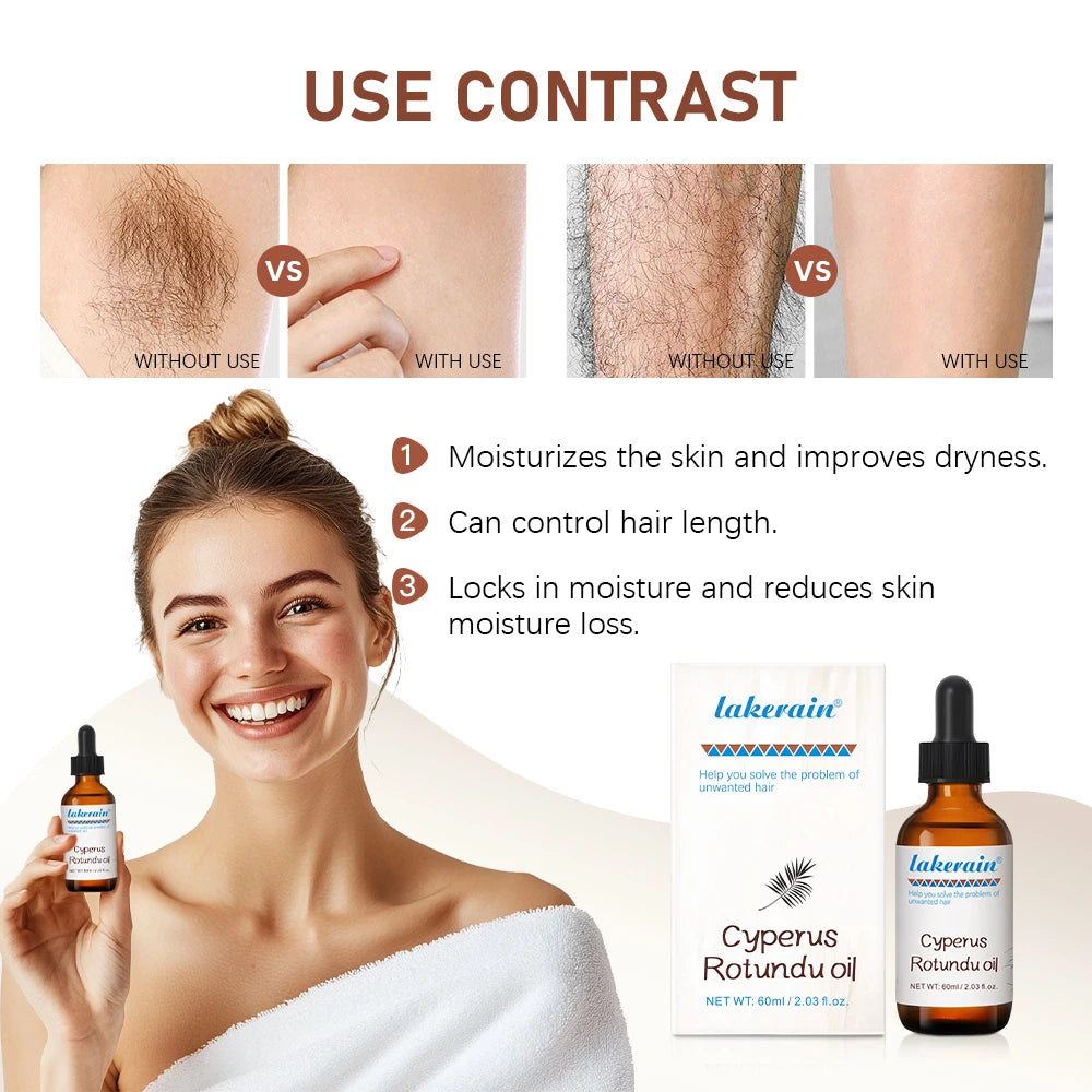 Inhibit Hair Growth 60ml Cyperus Rotundus Oil Nourish the Skin Ingredients are Safe Wide Scope of Application Solve Hair Dense HIP