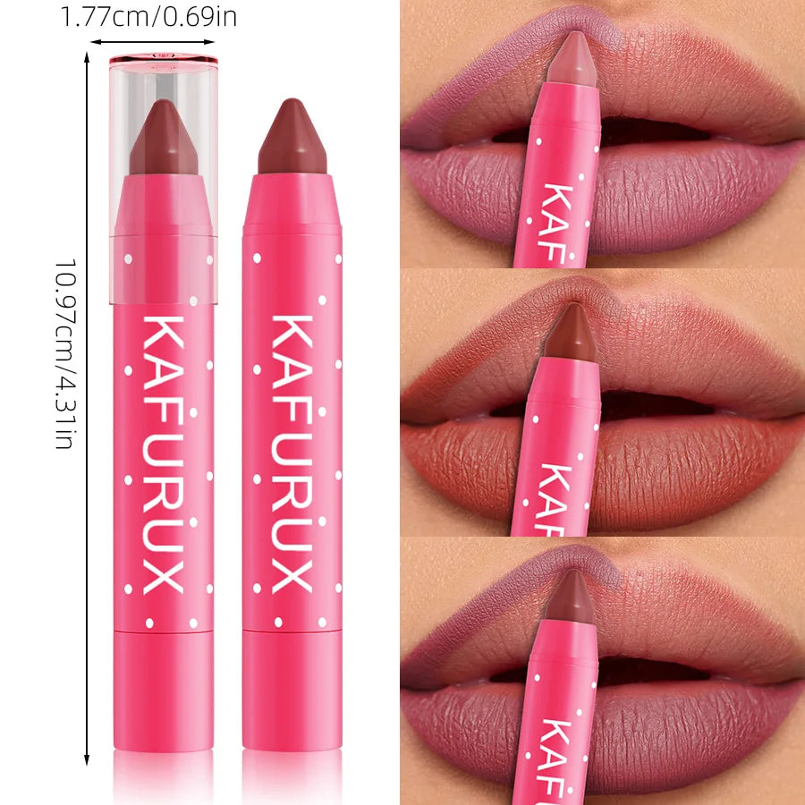 15 Colors Lipstick Pencil Waterproof Sexy Red Matte Contour Tint Lipstic Pen Long-lasting Lipliner Pen Non-stick Cup Lip Makeup HIP