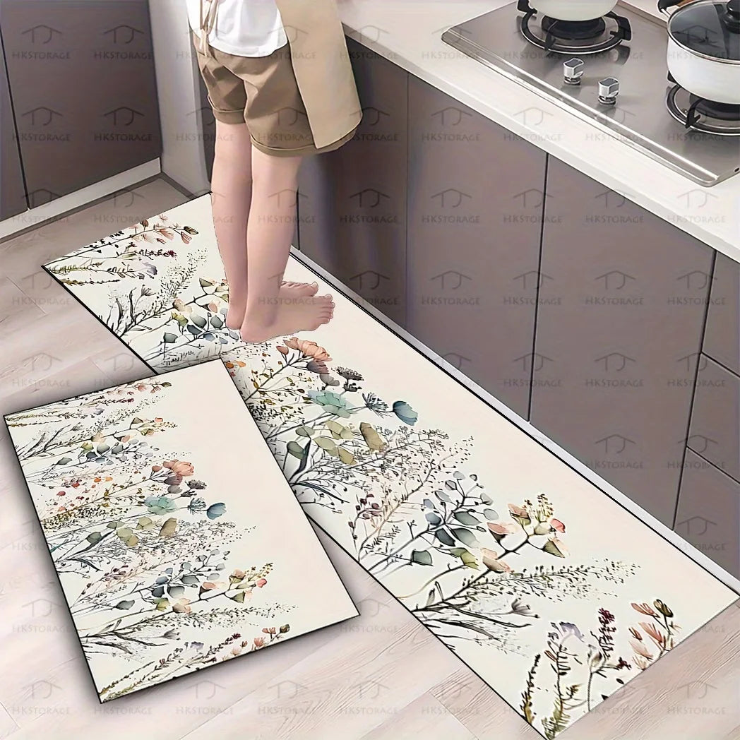 Rustic Floral Kitchen Runner Rug – Non-Slip Washable Mat Kitchen Runner Rug HIP