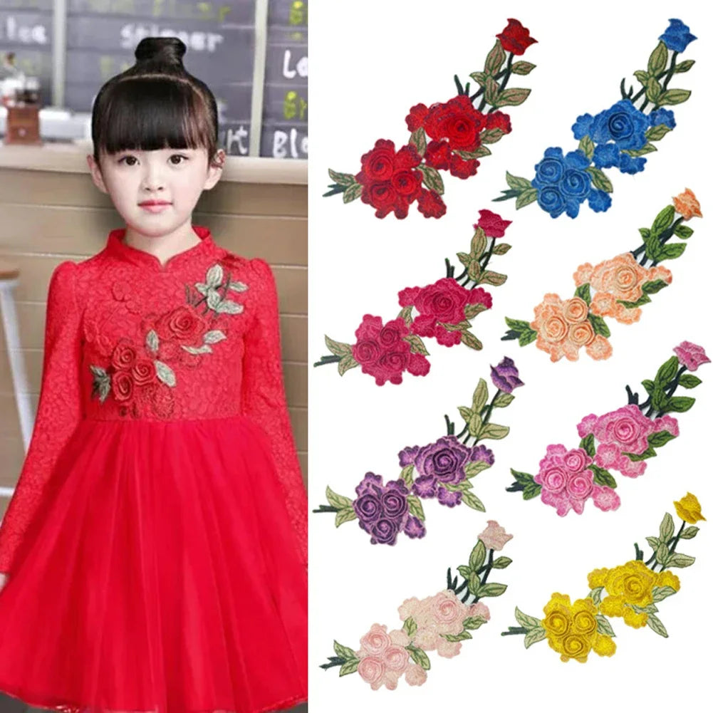 1PC Rose Embroidered Sewing on Patches Flower Patch Stickers for Clothes Badge Sewing Fabric Applique Supplies 13 Kinds HIP