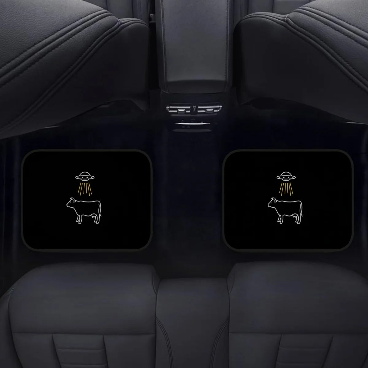 Set of 4 Cartoon Cow & UFO Car Floor Mats – Polyester Car Floor Mats HIP
