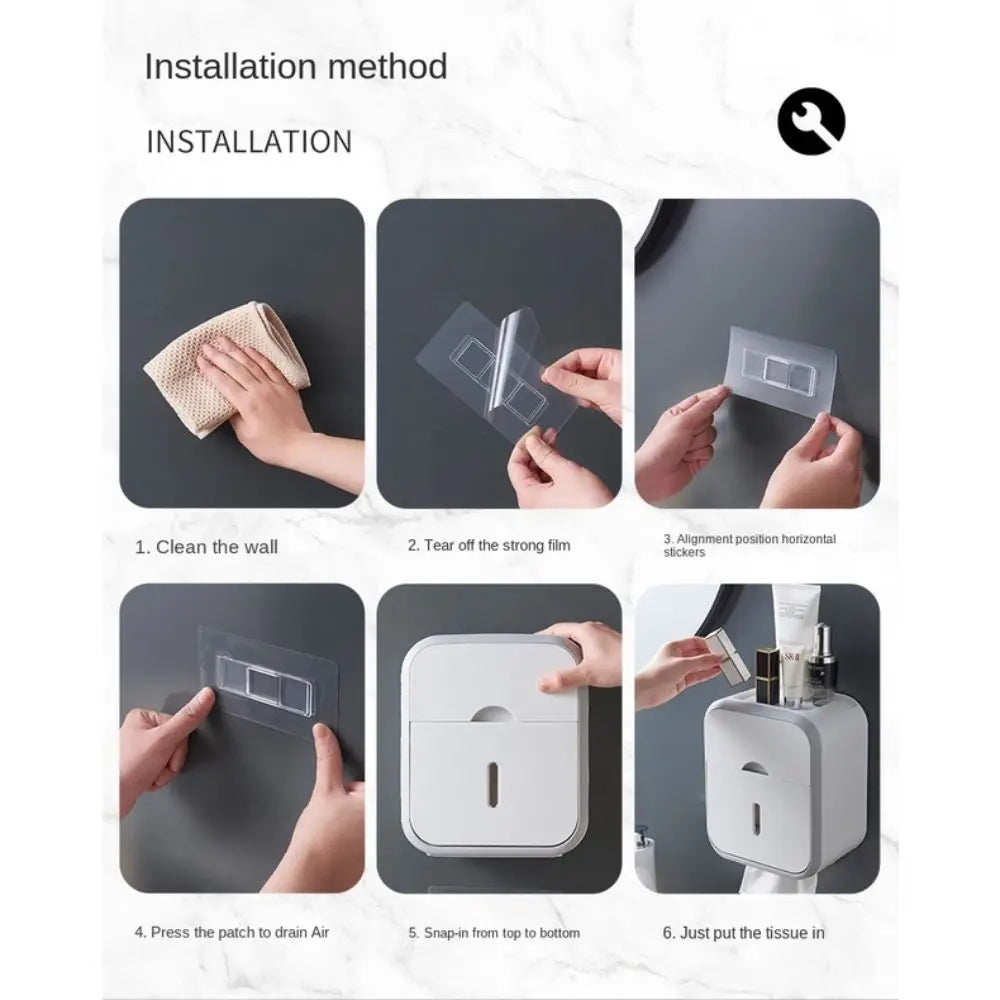 Wall-Mounted Toilet Paper Holder – Waterproof Double Layer Box Toilet Paper Holder HIP