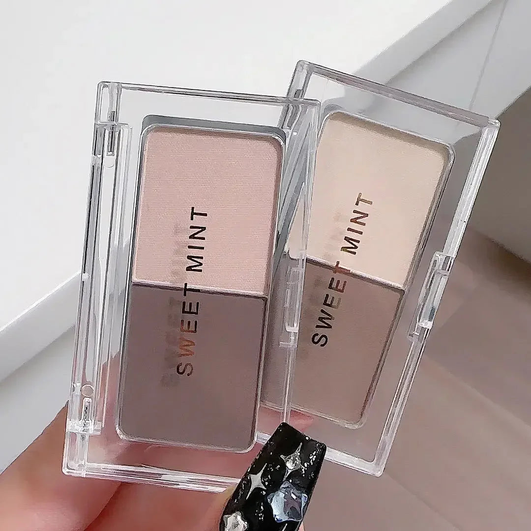 Two Colors Grey Nose Shadow Powder Matte Highlighting Contouring Platter Cheek Side V Face Matte Sculpting 2 in 1 Makeup Palette HIP