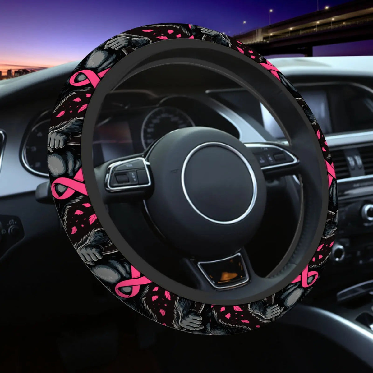 Pink Ribbon Steering Wheel Cover – Car Protector for Men & Women Steering Wheel Cover HIP 1