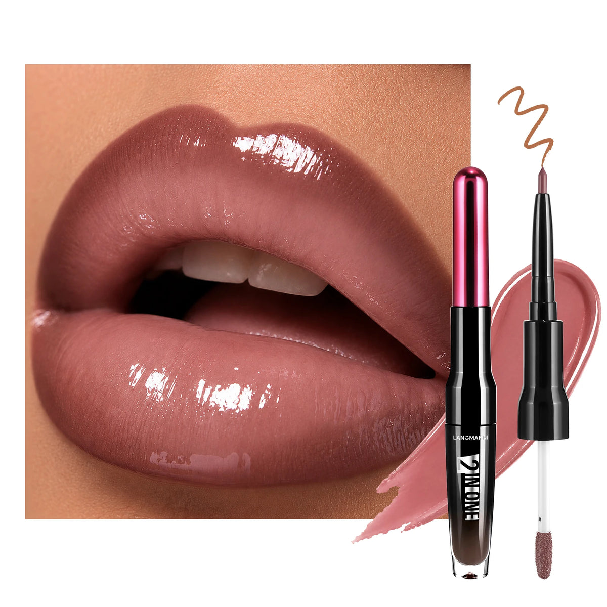 Dual End Wine Bottle Lip Makeup Matte Lip Liner Pen Mirror Glossy Lipgloss Long Lasting Moisturizing Shiny Lip Contour Cosmetic HIP 05