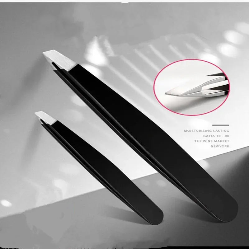 Black Slant Tip Eyebrow Tweezers – Stainless Steel | HIP Eyebrow Tweezers HIP