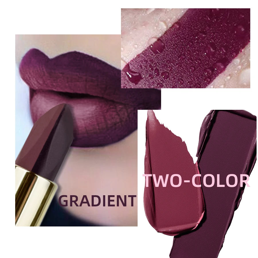 KAFURUX Two-Tone Velvet Lipstick – Waterproof & Long-Lasting Velvet Matte Lipstick HIP
