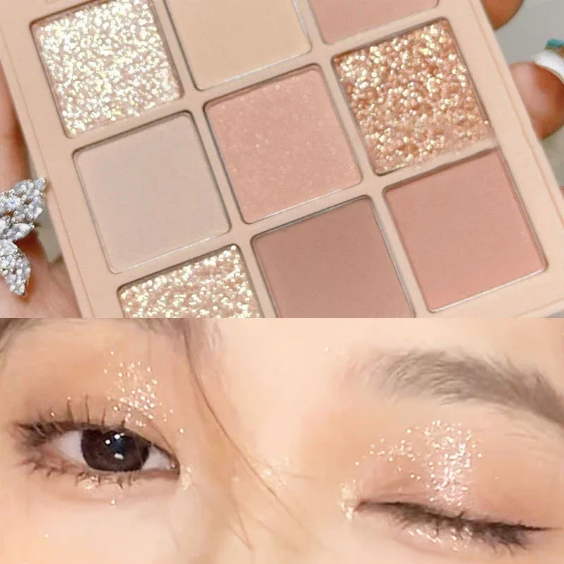 9 Colors Punk Smokey Matte Glitter Eyeshadow Palette Shimmer Eye Shadow Makeup Palette Cool Toned Gray Black Eye Pigment Palett HIP