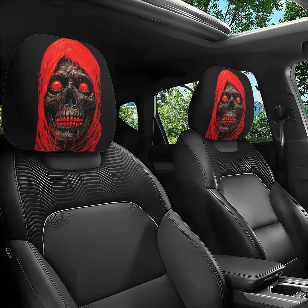 2-Pack Demon Print Car Headrest Covers – Easy Clean Auto Accessory Car Headrest Covers HIP