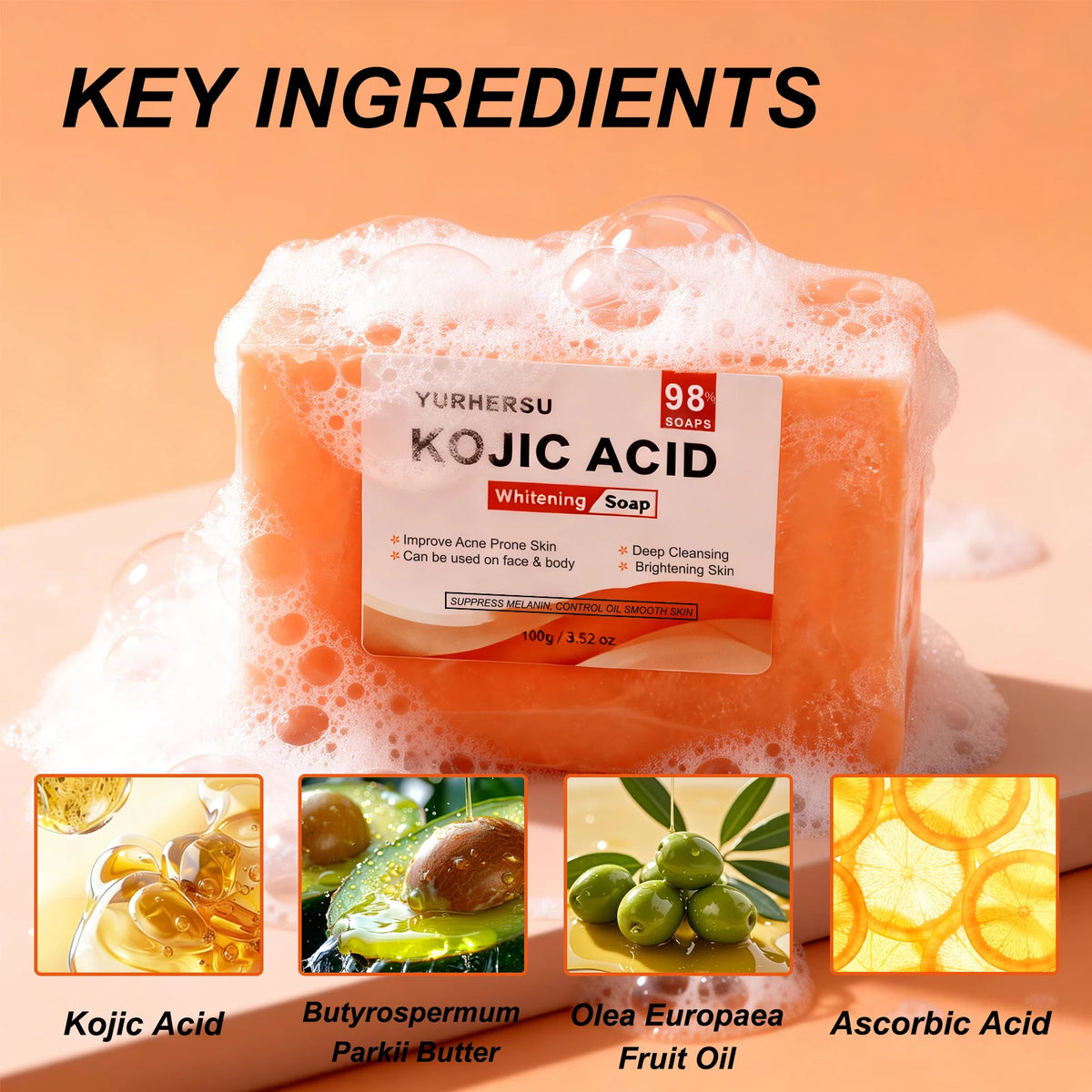 Kojic Acid Brightening Face Soap – Natural Skin Moisturizing Brightening Facial Soap HIP