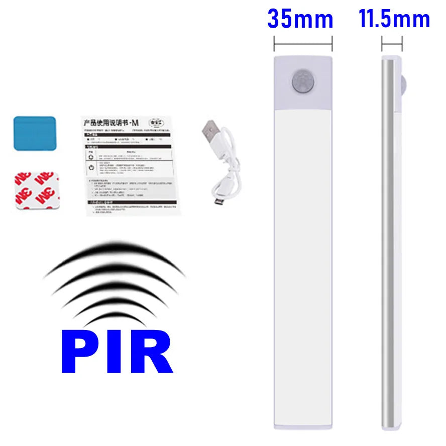 LDHLM USB Rechargeable Motion Sensor LED Under Cabinet Light LED Cabinet Light HIP silvery 3 colors in one Lamp 10CM-20LED