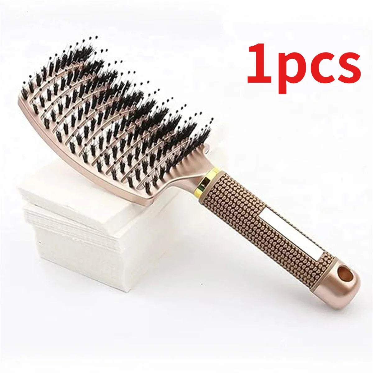 Nylon Bristle Detangling Hair Brush – Scalp Massage & Styling Detangling Hair Brush HIP C690-gold 1pcs