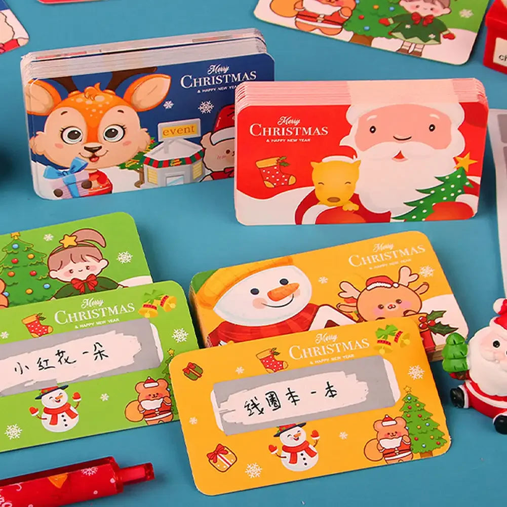 20pcs Cartoon Christmas Scratch Card Children's Christmas Handwritten Interactive Scratch Award Card Reward Lucky Scratch Decor HIP