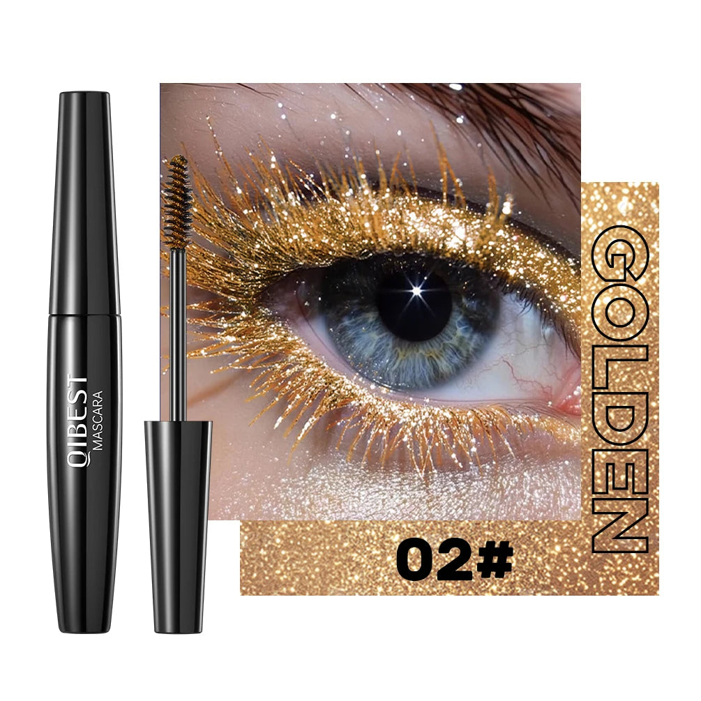 5 Colors Diamond Shimmering Mascara Long Lasting Makeup 3D Volume Eyelashes Curling Glitter Mascara Eye Lash Female Cosmetic HIP 02 Golden