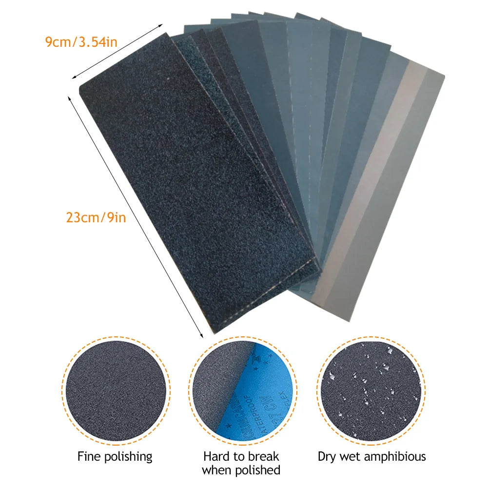 5pcs Water Sandpaper Papers Soft Paper Base 2000 2500 3000 5000 7000 Car Paint Mixed Assorted Grit Wet and Dry Sandpaper HIP