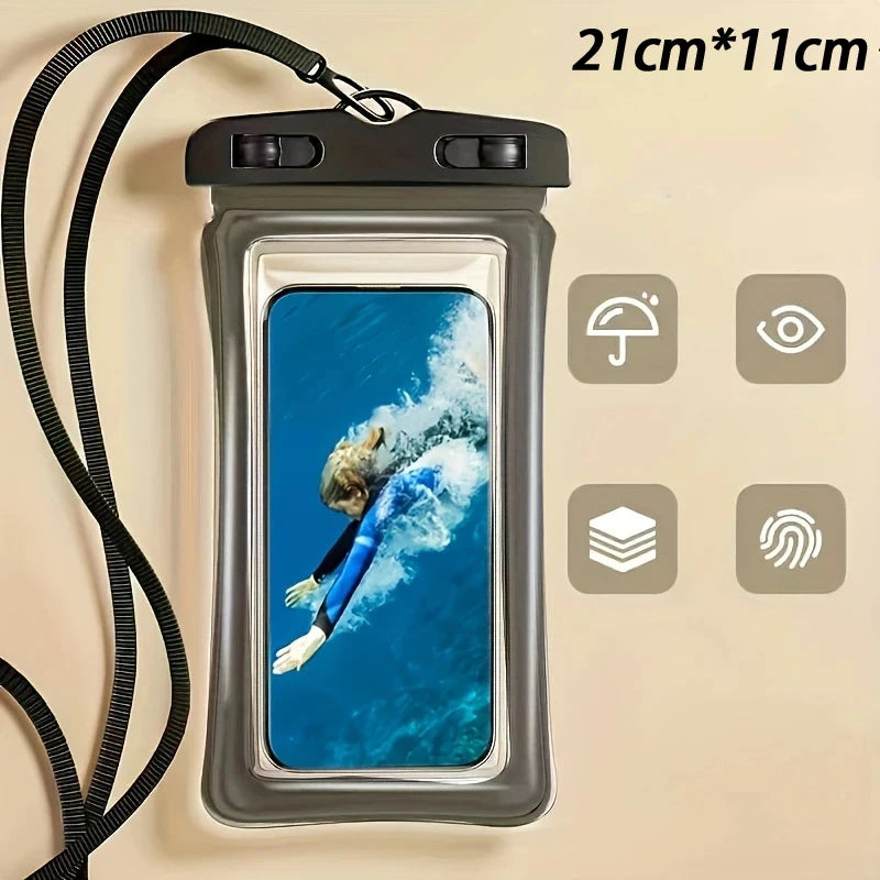 Waterproof Phone Pouch with Lanyard – Touch Screen, Fits 7" Waterproof Phone Pouch HIP one size Black