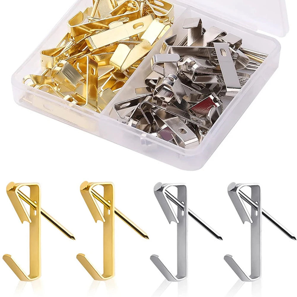 20Sets 30LB Golden Heavy Duty Picture Hangers with Nails Photo Frame Hooks Drywall Oil Painting Mirror Picture Hanging Hook HIP 20PCS