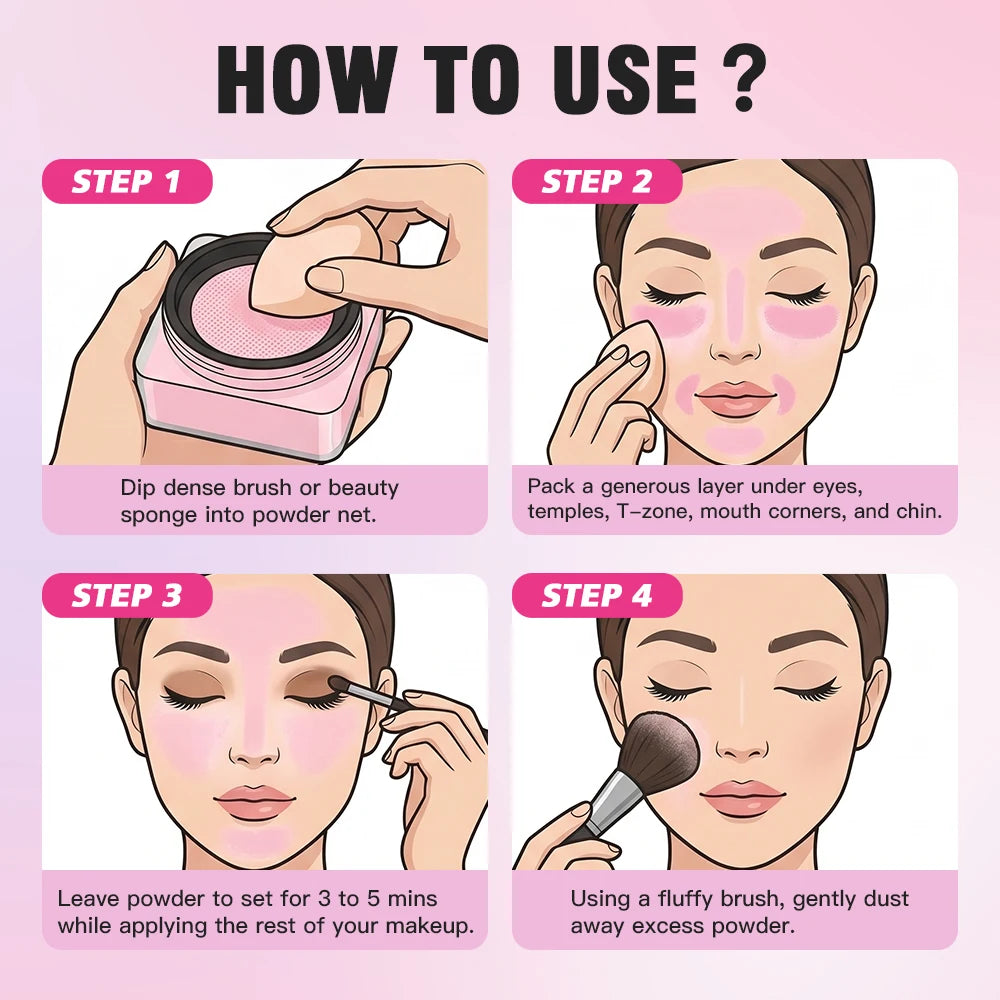 Waterproof Long Lasting Loose Baking Setting Powder &Puff Matte Finish Oil Control Face Cosmetics Anti Sweat Oil Absorb Makeup HIP