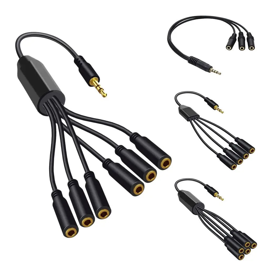 3.5mm Headphone Splitter Cable – 1 to 6 Port AUX Adapter Audio Splitter Cable HIP