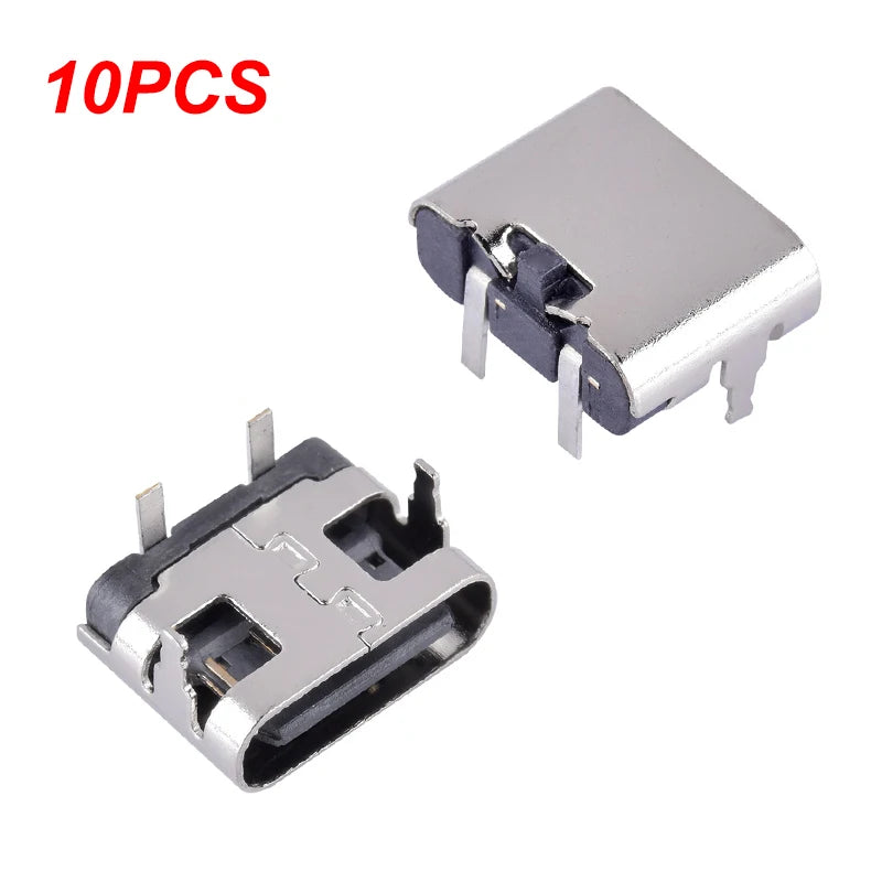 10-Pack USB Type-C 2-Pin Female Charging Port Connector Socket USB Connector Socket HIP ONESIZE