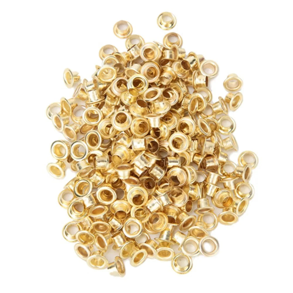 250-Piece Gold Metal Eyelets 4.5mm with Storage Box Metal Binding Eyelets HIP Gold