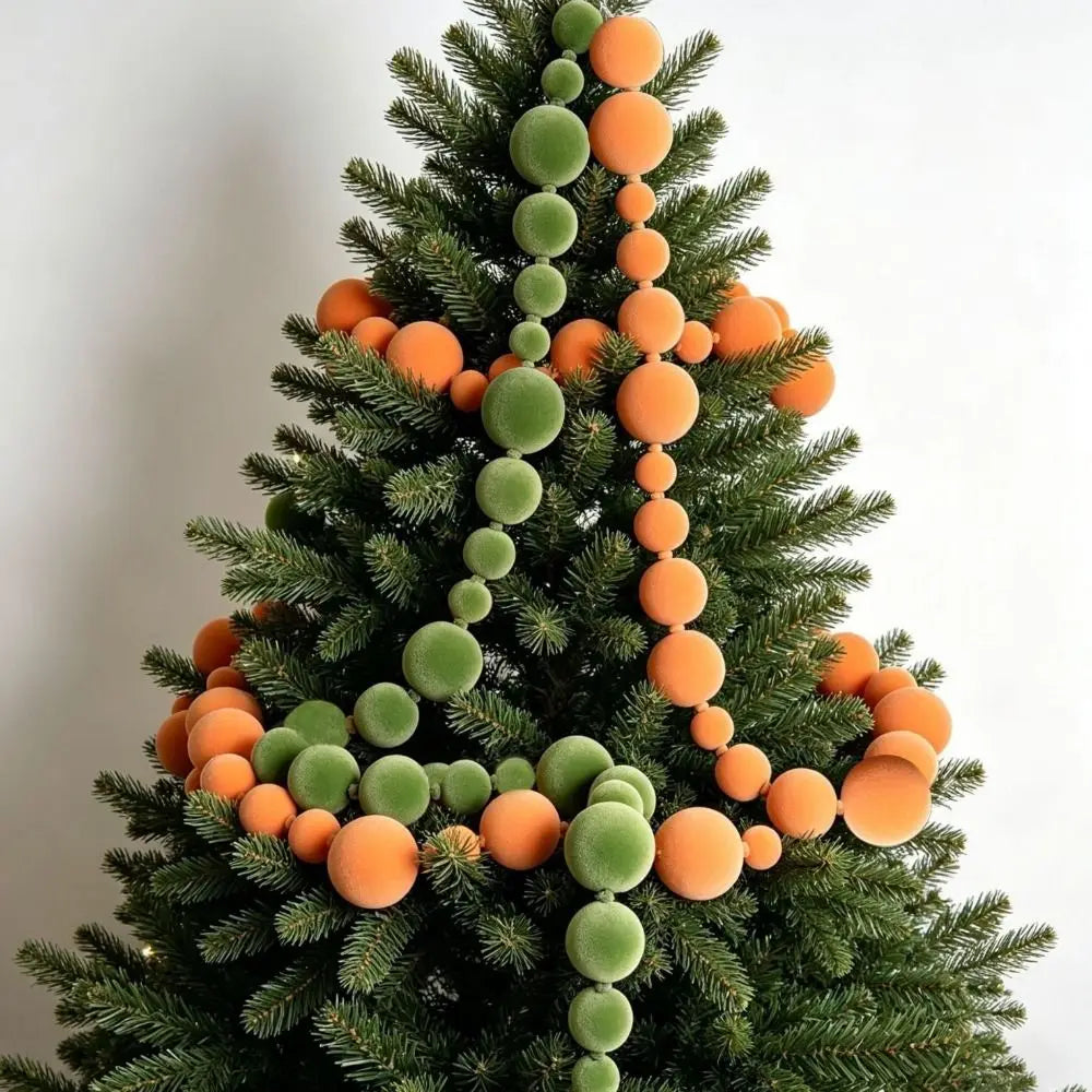Multicolor Flocking Ball String – Christmas Tree Decoration Holiday Ornament String HIP