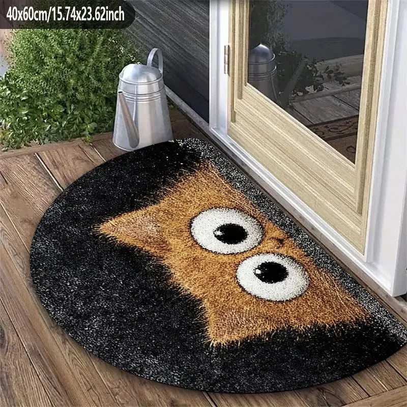 Semi-Circular Cat Doormat – Anti-Slip Kitchen & Entry Floor Mat Decorative Floor Mat HIP