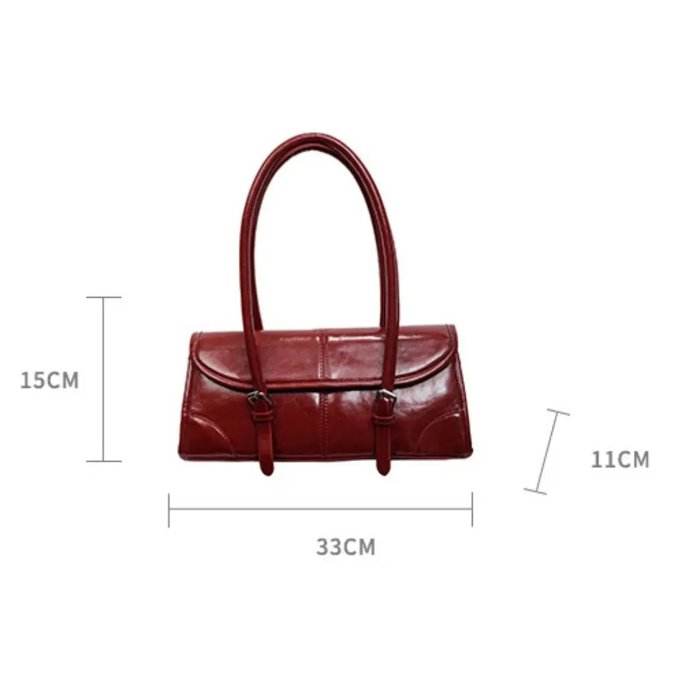 Elegant PU Leather Women's Shoulder Tote Bag – Burgundy PU Leather Tote Bag HIP