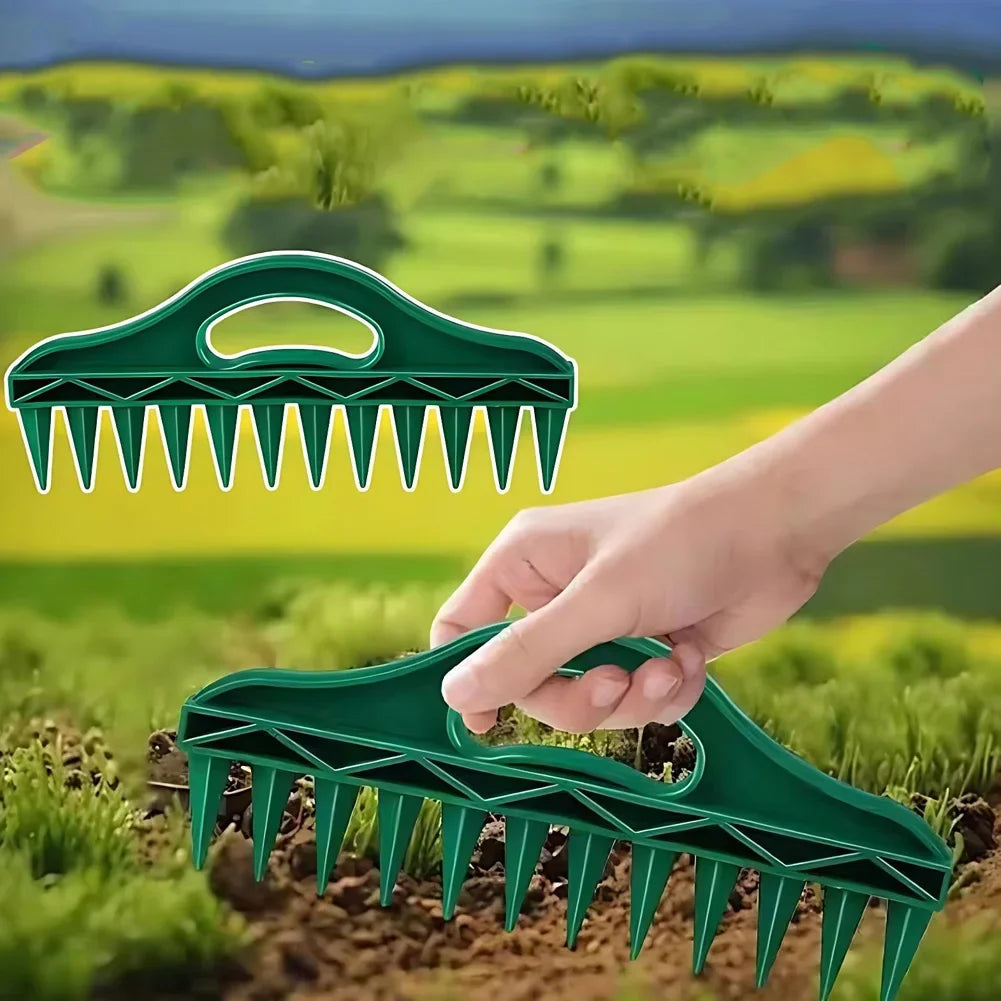 1Pc Durable Handheld Plastic Seeding and Punching Tool, 12 Hole Soil Quick Punching, Gardening Seed Spacing Tool HIP