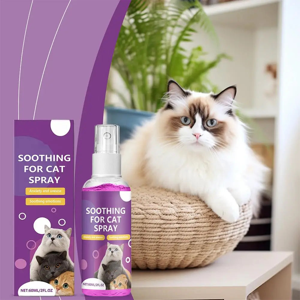 60ml Calming Spray Feline Anti Stress Pheromone Emotional Soothing Spray Natural Plant-Based Acts Quickly Cat Calming Spray HIP
