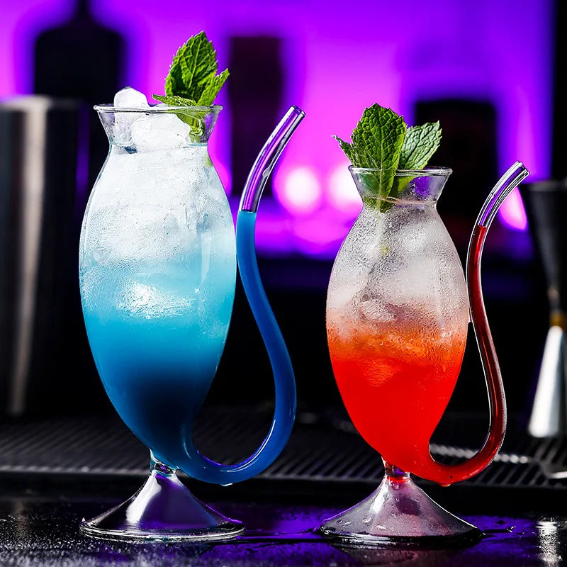 Creative Cocktail Glass with Straw – 200ml/300ml/340ml Cocktail Glass HIP