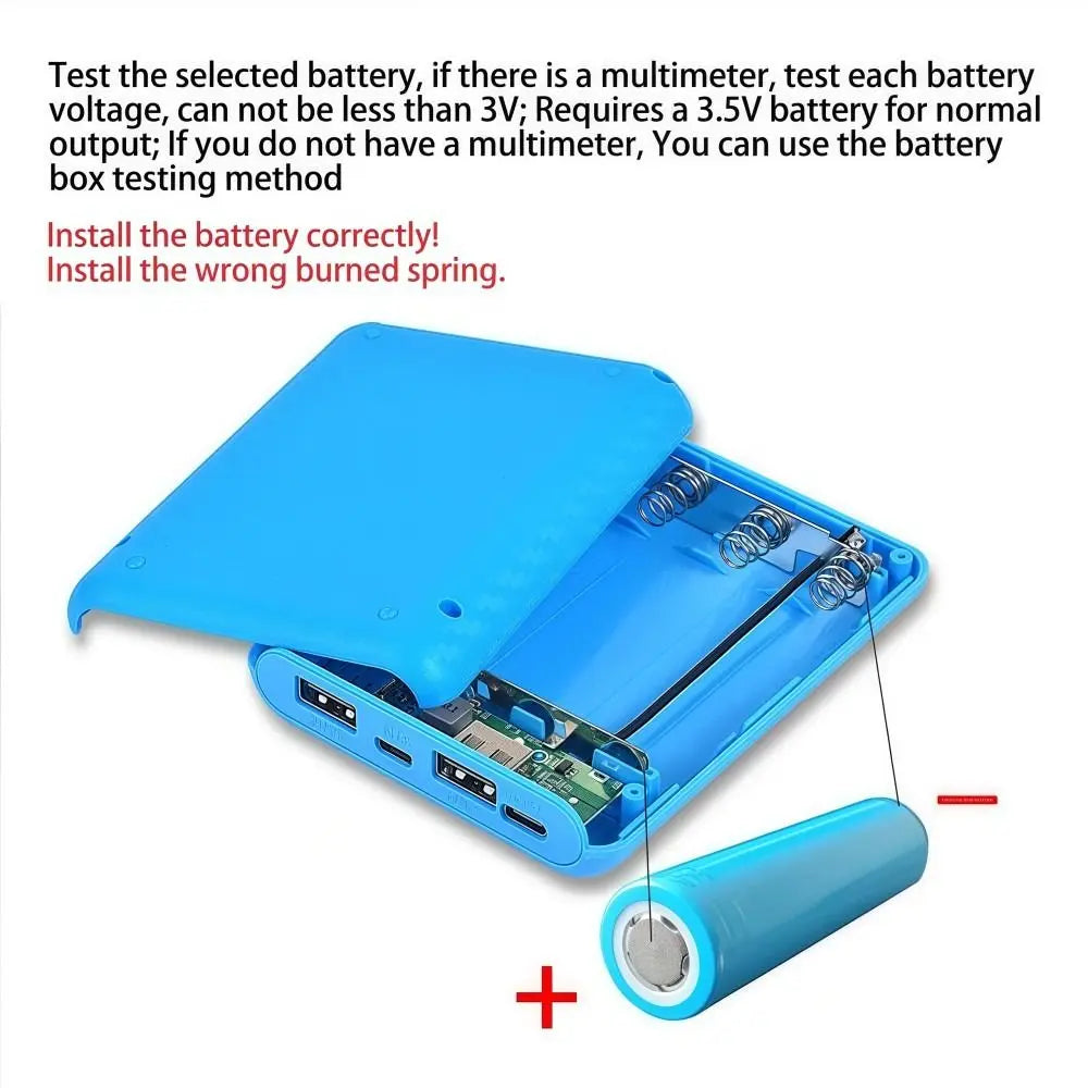 DIY 4-Slot 18650 Power Bank Box – Solderless Portable Charger Power Bank Case HIP