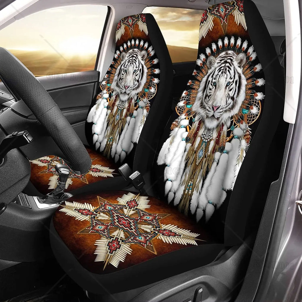 White Tiger Dream Catcher Car Seat Covers – 2 Pack Front Car Seat Covers HIP