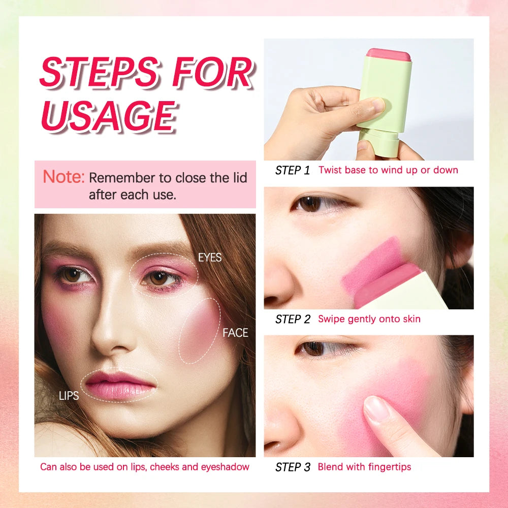 ibcccndc Rotating Blush Cream Tinted Moisture Stick Naturally Long-lasting Moisturizing Waterproof And Non-Removing Orange Blush HIP